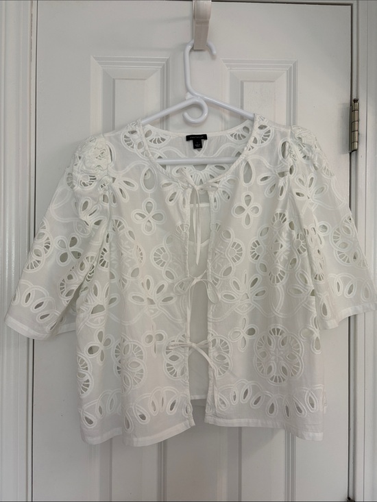 Ann Taylor Tops - Ann Taylor 100% Cotton White Eyelet Tie-Front Top with Cami